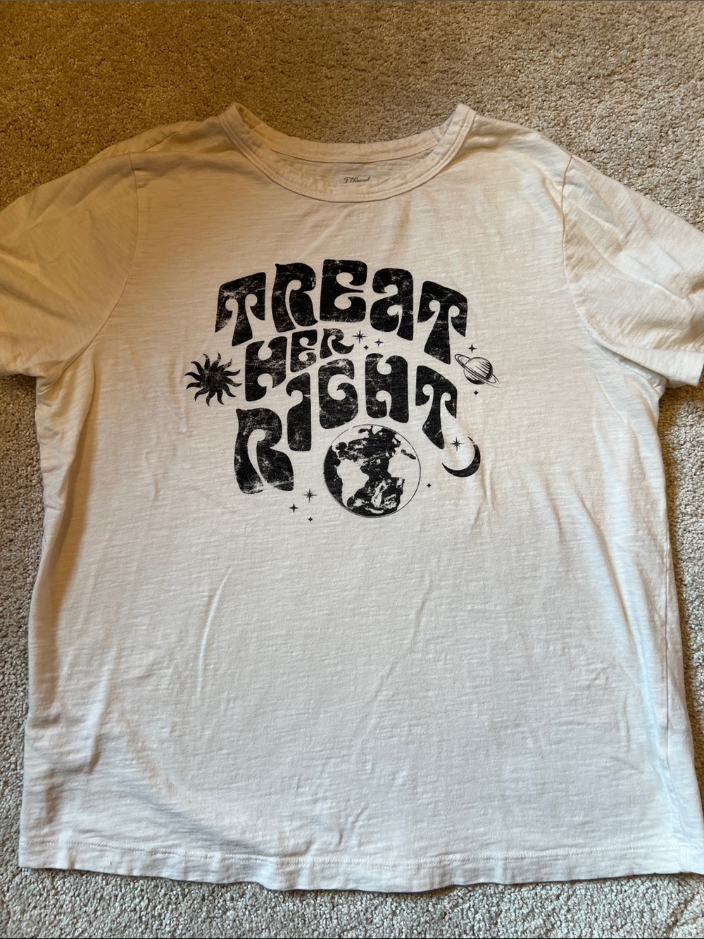 Universal Thread White Tee with Black Celestial Graphic